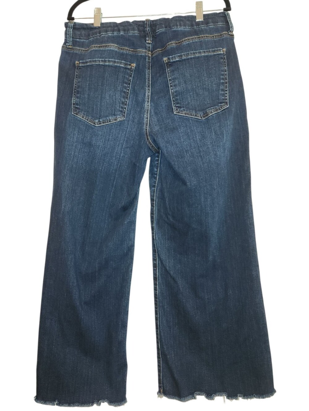 KUT From the Kloth Meg Fab AB Wide Leg High Rise Jeans Size 12 Raw Fray Hem Dark - Picture 5 of 11